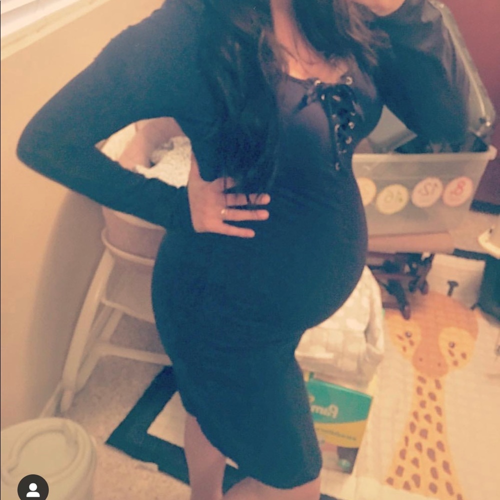 Pinkblush maternity long sleeve midi dress